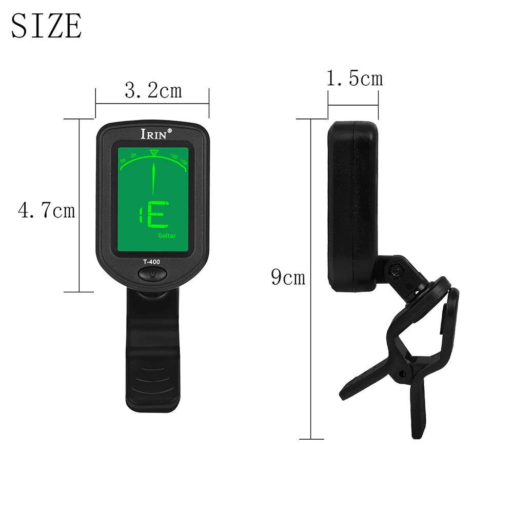 T-400 Guitar Tuner Digital Clip-On Tone Tuner for Electric Ukulele Bass Violin Universal 360Degree Rotatable Sensitive