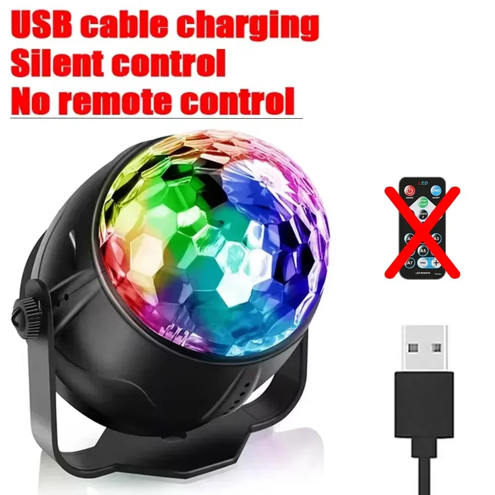 RGB LED Stage Disco Light Rotating DJ Ball Strobe Sound Control Magic Dance Car Christmas Gift Party Club Laser Show Lamp Party