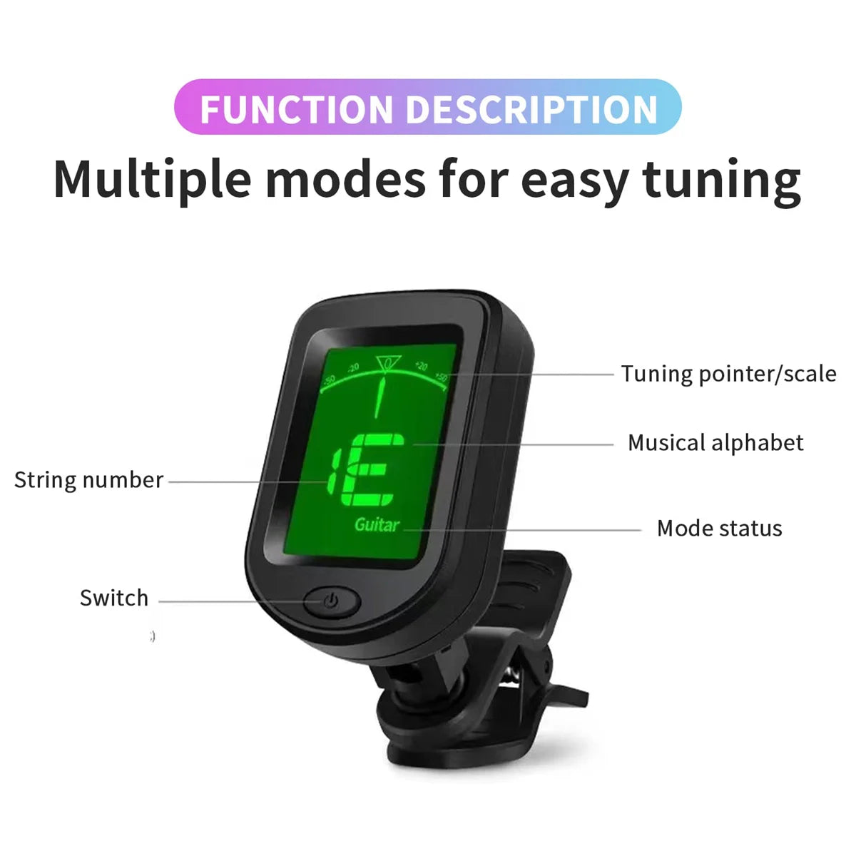 Guitar Tuner Clip on Electronic Tuner LED Display/For Bass Ukulele Violin Mandolin All Instruments