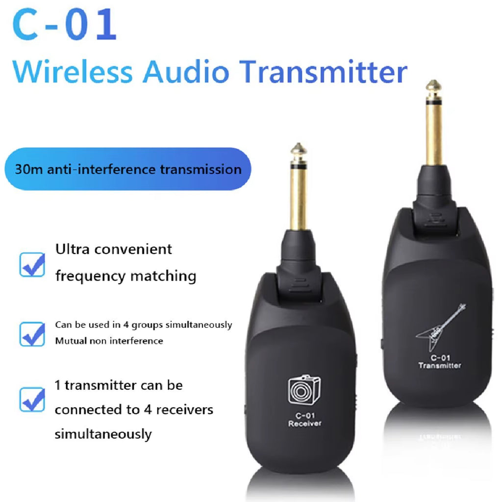 Guitar Wireless System C01 A8 Audio Transmitter Receiver Pickup Rechargeable Wireless System for Electric Guitar Bass