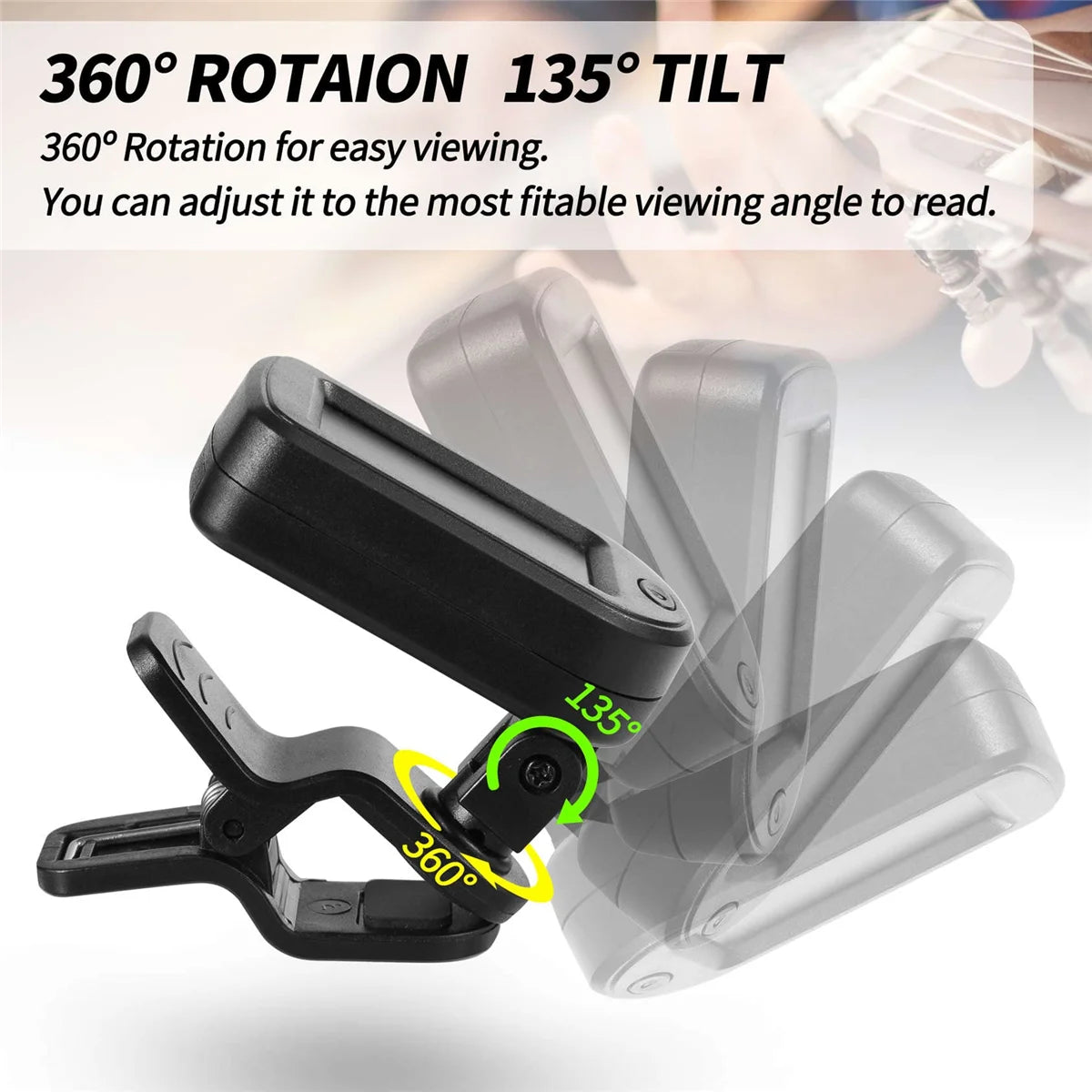 Guitar Tuner Clip on Electronic Tuner LED Display/For Bass Ukulele Violin Mandolin All Instruments