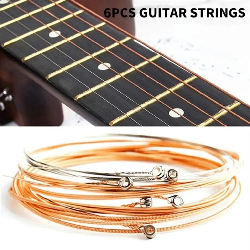 Acoustic Guitar Strings (6-Piece Set) High Carbon Steel Core with Rust-Resistant Coating, Warm & Rich Tone