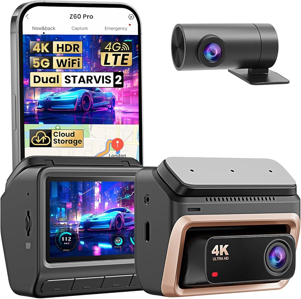 Ishmael Tech Supply 4K Ultra-HD Smart Dash Cam with Night Vision & Wi-Fi
