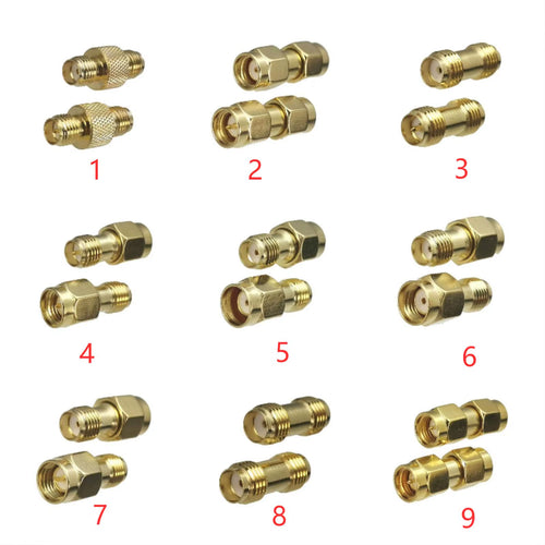 1Pcs Connector Adapter SMA RP-SMA to SMA RPSMA Male Plug & Female Jack Straight RF Coaxial Converter New Brass FJP-820