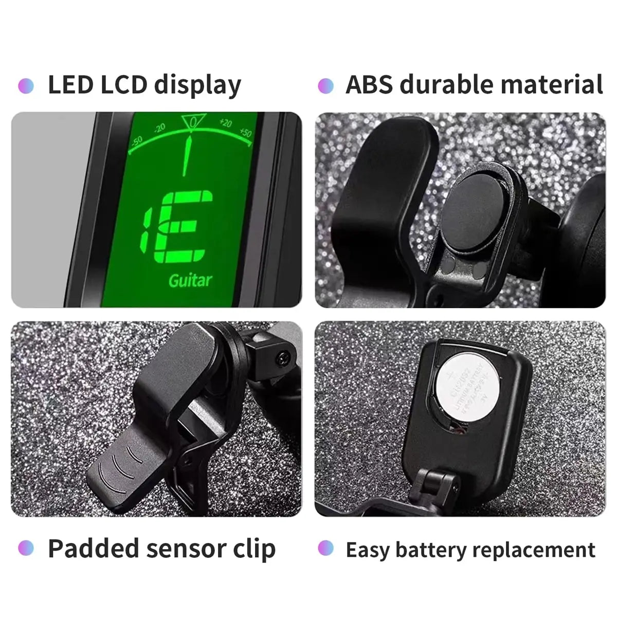 Guitar Tuner for All Instruments Clip on Electronic Tuner for Guitar Bass Ukulele Violin Mandolin Banjo