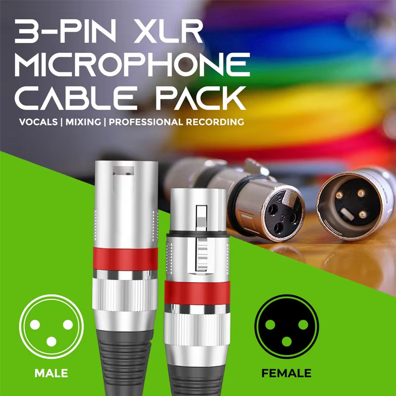 XLR Male to Female Cable Professional Microphone Extension Cable for Recording Mixer Balanced Speaker Mic XLR 3Pin Audio Lines