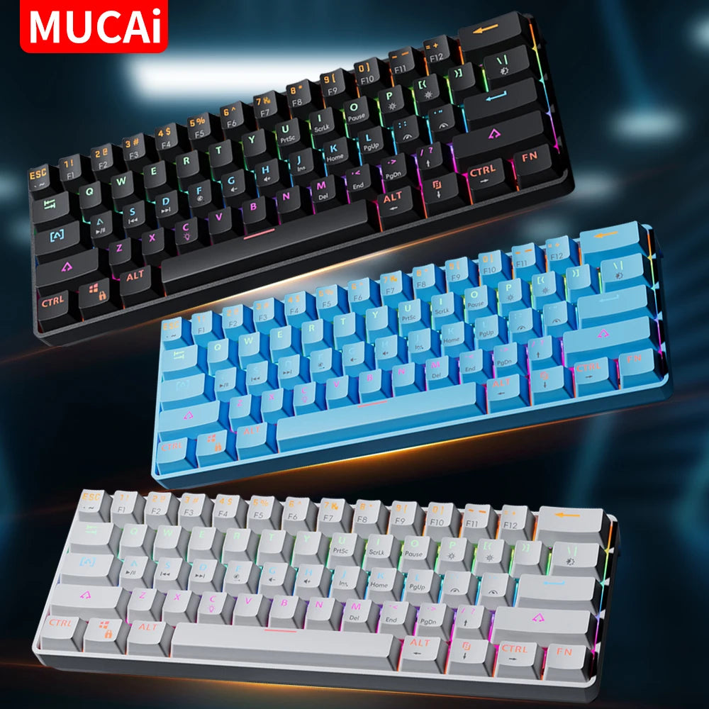 MK61 USB Gaming Esports Mechanical Keyboard 61 Key Red Axis Wired Detachable Cable RGB Backlight Hot Swap