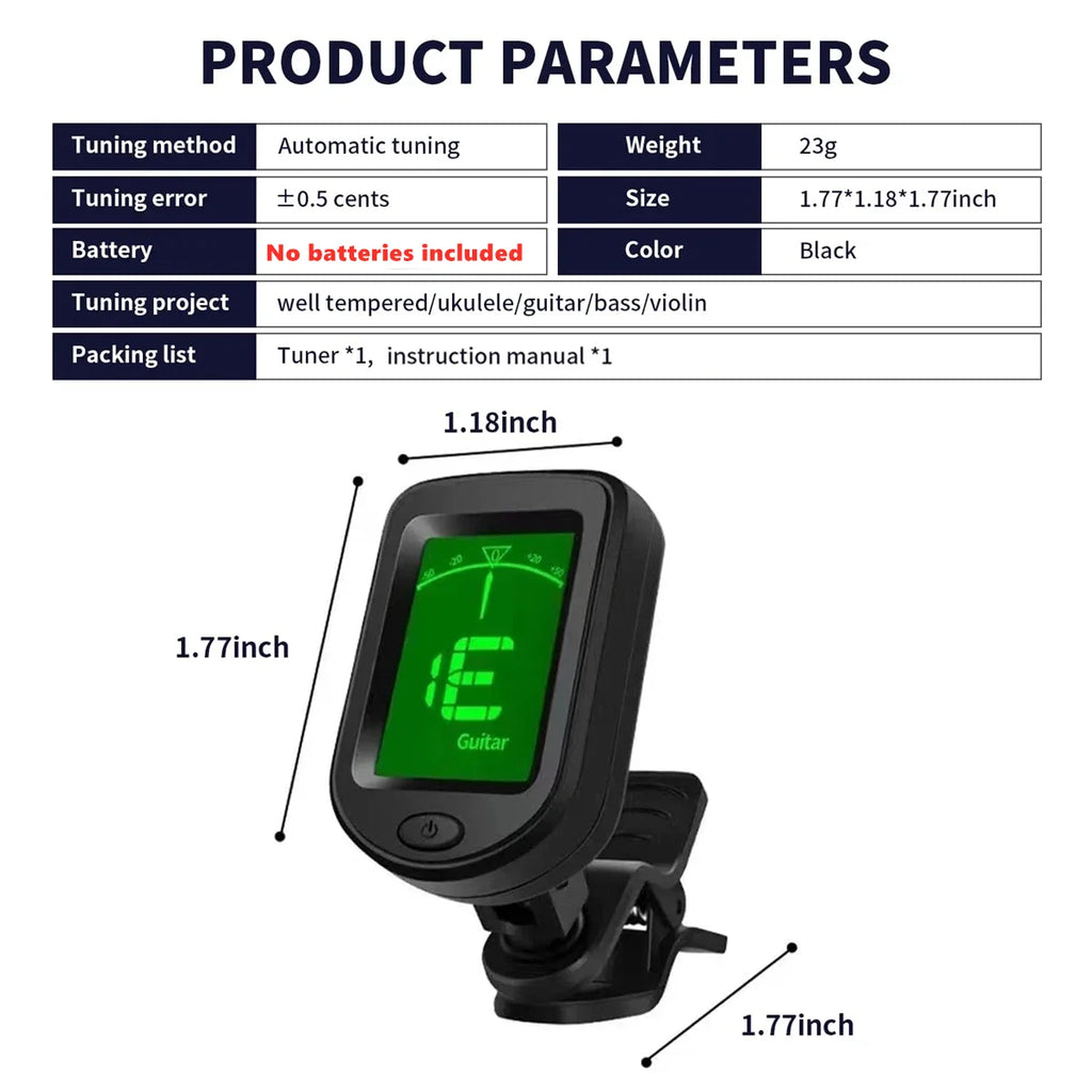 Guitar Tuner for All Instruments Clip on Electronic Tuner for Guitar Bass Ukulele Violin Mandolin Banjo