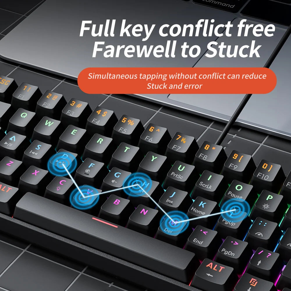 MK61 USB Gaming Esports Mechanical Keyboard 61 Key Red Axis Wired Detachable Cable RGB Backlight Hot Swap