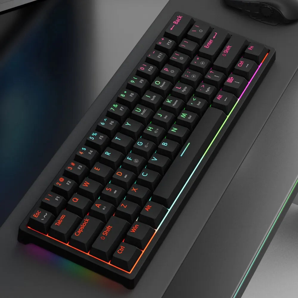 MK61 USB Gaming Esports Mechanical Keyboard 61 Key Red Axis Wired Detachable Cable RGB Backlight Hot Swap