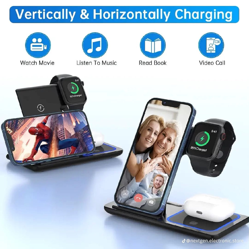 3-in-1 Magnetic Wireless Charging Station (15W Fast Charge)