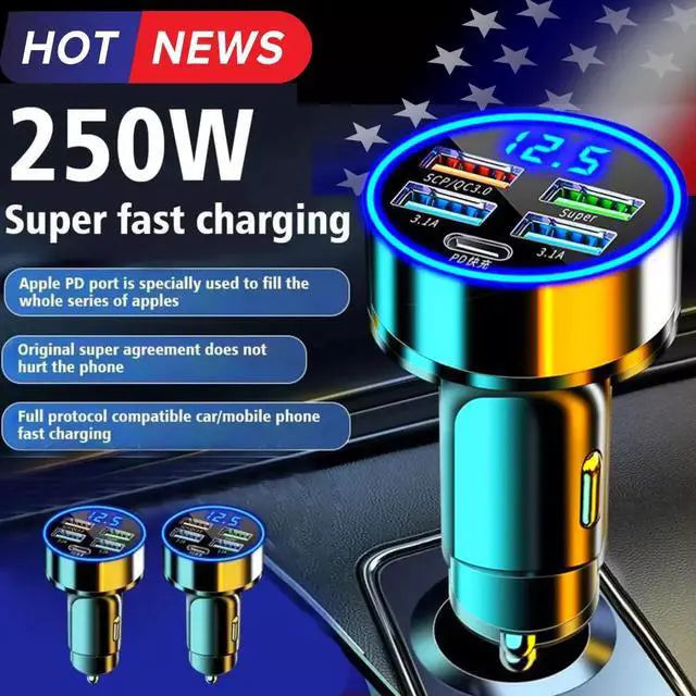 Transparent Cyberpunk 30W Fast Car Charger (Dual Port PD + QC)