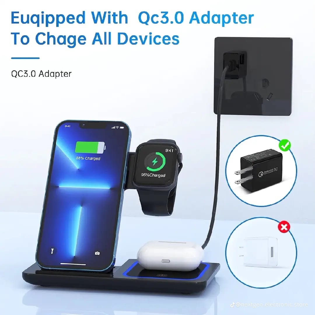 3-in-1 Magnetic Wireless Charging Station (15W Fast Charge)